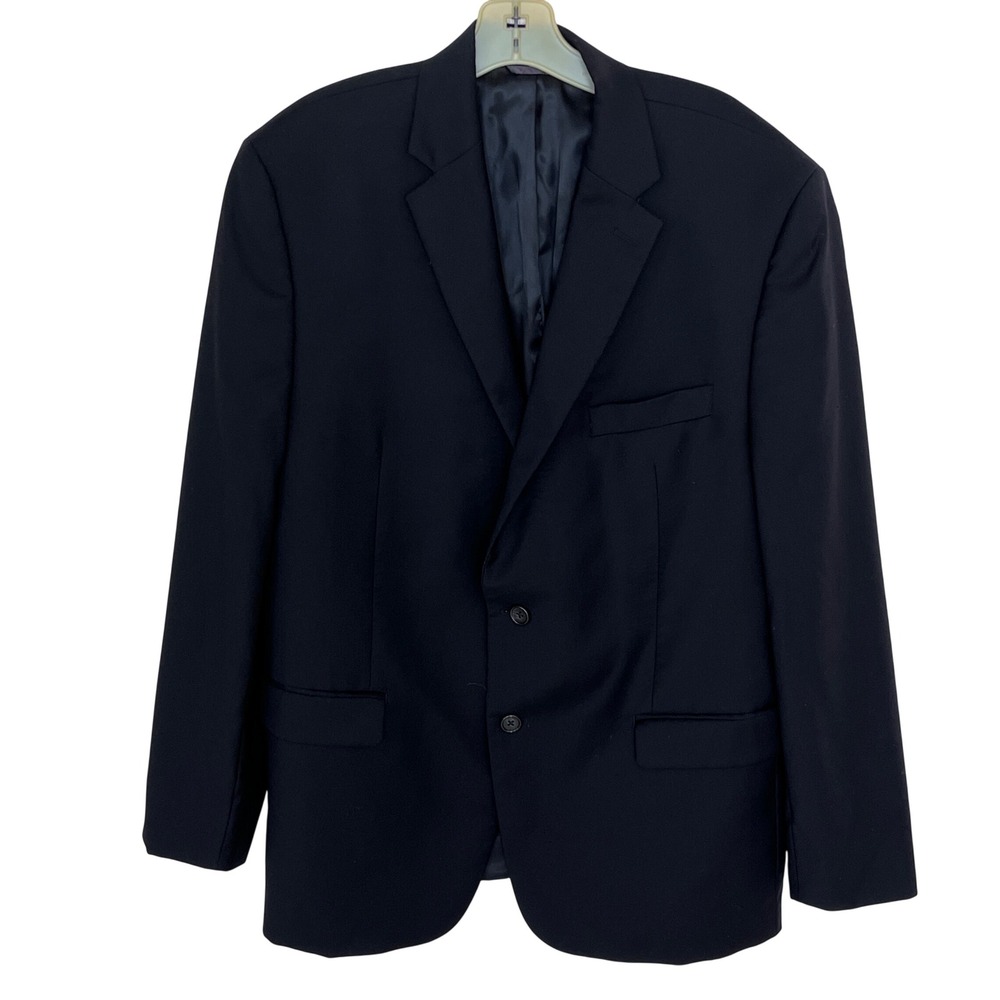 Lauren Ralph Lauren Mens 44R Black 100% Wool Natural Stretch Blazer Jacket READ